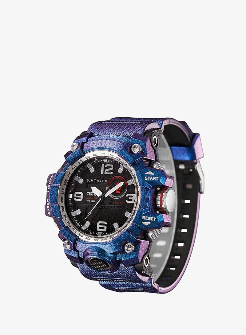 Astro Men's Watch, Analog-Digital Display and Polyurethane Strap - A22803-PPLB, Blue - Image 2
