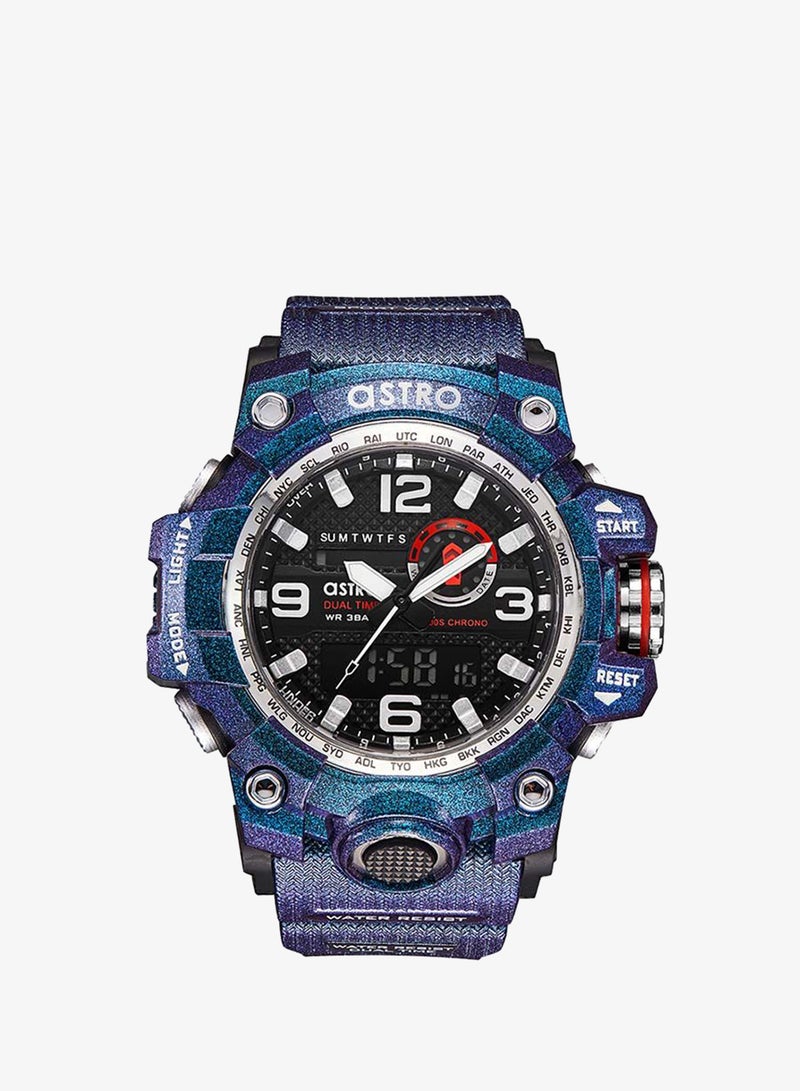 Astro Men's Watch, Analog-Digital Display and Polyurethane Strap - A22803-PPLB, Blue - Image 1