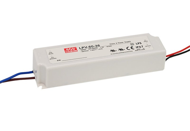 MEAN WELL LPV-60-12 Sealed Panel Mount LPV Series AC-DC 12-volt 5-Amp Power Supply with LED Driver, White - Image 4