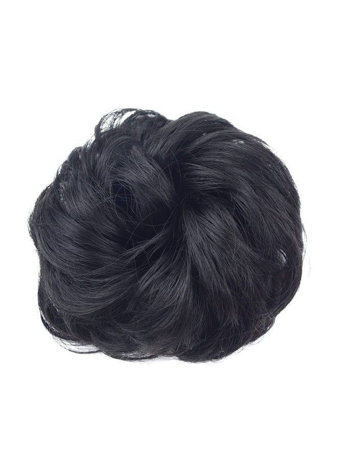 YTBYT 1 Piece Messy Hair Bun Messy Synthetic Chignon Ponytail Curly Wavy Hair Scrunchies Extension For Women Updo Hairpieces (1B#) - Image 3