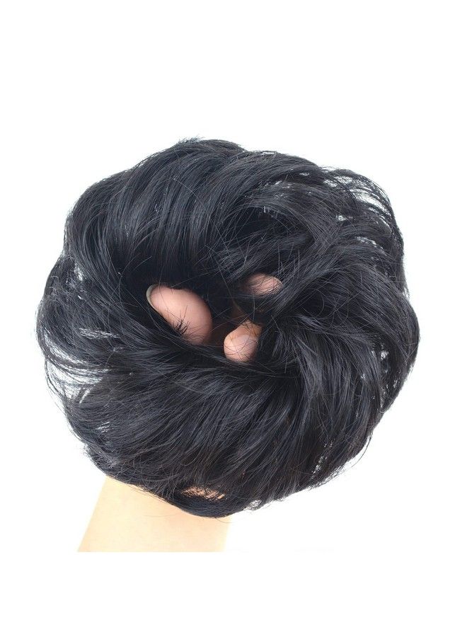 YTBYT 1 Piece Messy Hair Bun Messy Synthetic Chignon Ponytail Curly Wavy Hair Scrunchies Extension For Women Updo Hairpieces (1B#) - Image 5