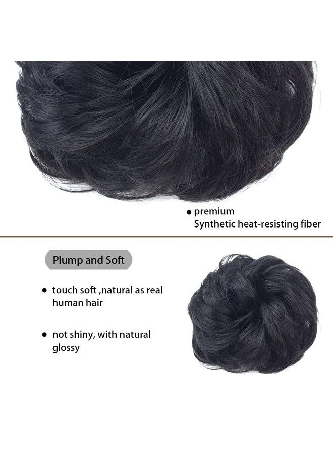 YTBYT 1 Piece Messy Hair Bun Messy Synthetic Chignon Ponytail Curly Wavy Hair Scrunchies Extension For Women Updo Hairpieces (1B#) - Image 4