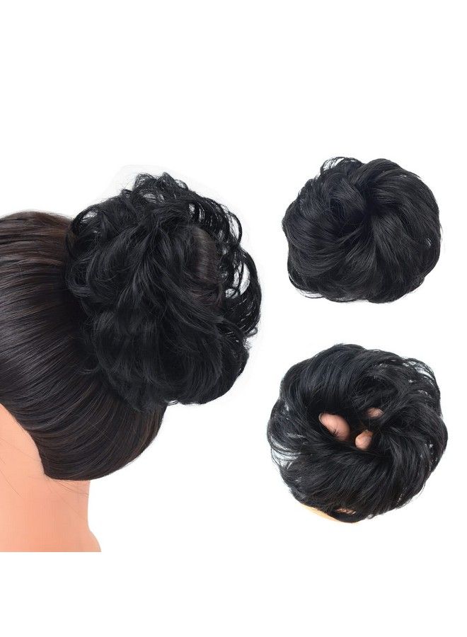 YTBYT 1 Piece Messy Hair Bun Messy Synthetic Chignon Ponytail Curly Wavy Hair Scrunchies Extension For Women Updo Hairpieces (1B#) - Image 2