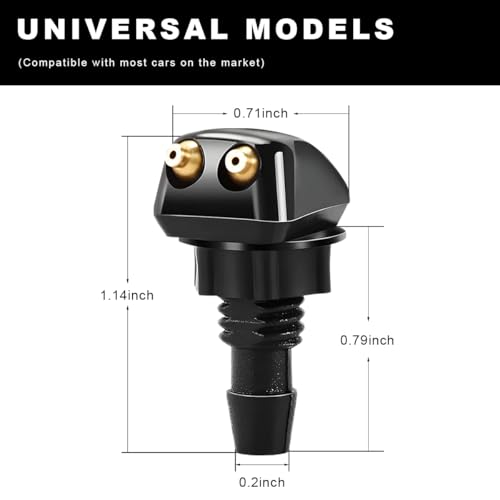 MUQIDA 2 PCS Front Windshield Washer Nozzles, Double-Hole Windscreen Washer Sprayer Straight Column Jet, Universal Front Windshield Wiper Nozzle Replacement Kit for Most Vehicles - Image 2