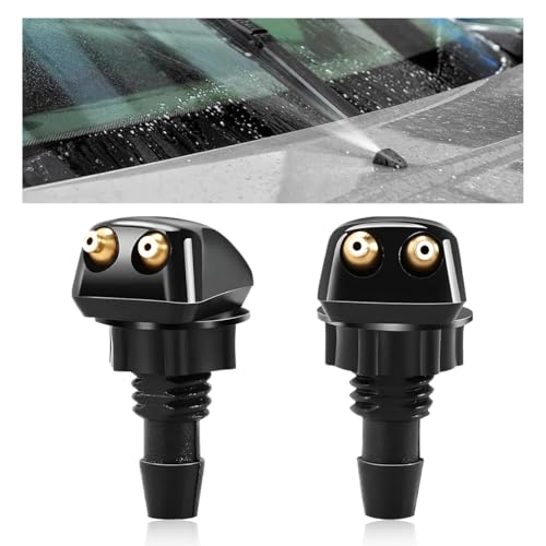 MUQIDA 2 PCS Front Windshield Washer Nozzles, Double-Hole Windscreen Washer Sprayer Straight Column Jet, Universal Front Windshield Wiper Nozzle Replacement Kit for Most Vehicles - Image 1