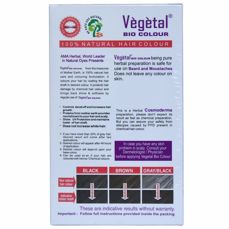 Vegetal لون شعر اللحية النباتي الحيوي 25 جرام عبوة من 3 | تجربة لون لحية بني داكن طبيعي للرجال | خالي من الأمونيا وخالي من PPD 100% عضوي وآمن وفعال لصبغ اللحية - Image 3