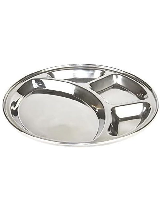 مجموعة من 6 فولاذ المقاوم للصدأ لوحات العشاء المقسمة ، لوحات التحكم في الجزء مع 4 أقسام ، طبقة خدمة مستديرة ، علبة فوضى مقهى ، أطباق التخييم ، 32 سم - Image 5