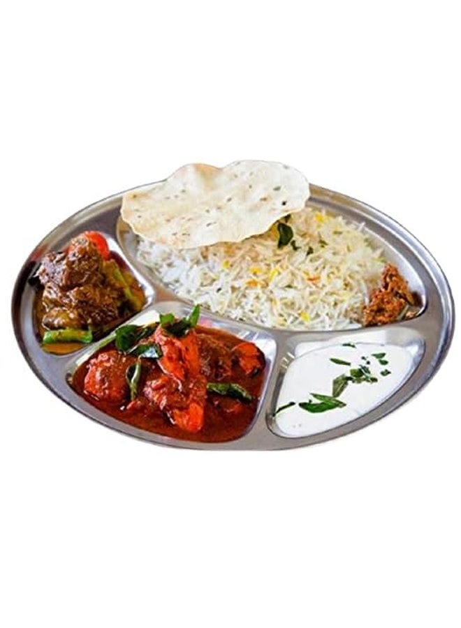 مجموعة من 6 فولاذ المقاوم للصدأ لوحات العشاء المقسمة ، لوحات التحكم في الجزء مع 4 أقسام ، طبقة خدمة مستديرة ، علبة فوضى مقهى ، أطباق التخييم ، 32 سم - Image 1