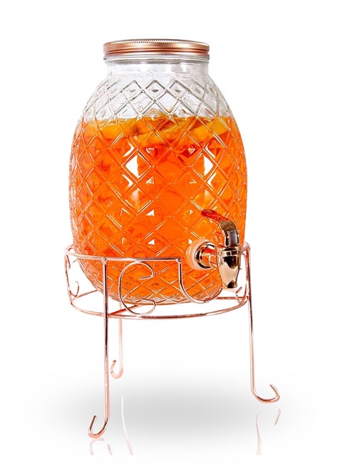 Glass Beverage Dispenser With Stand 4 Ltr Pineapple