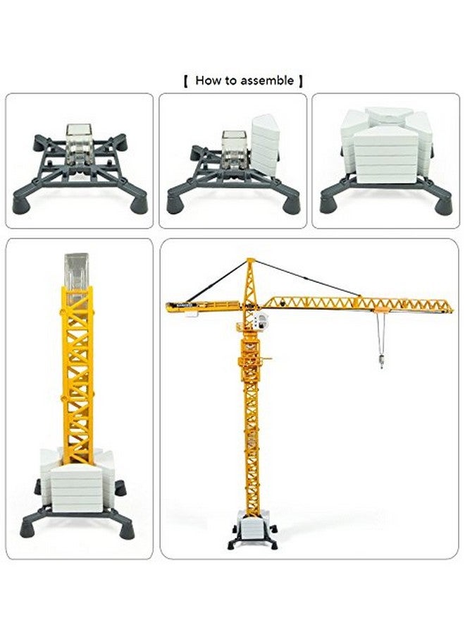 Tipmant Large Size Alloy Die-cast Model Toy Diecast Tower Slewing Crane Truck Vehicle Miniature Car 1:50 Gift for Kids Height 20 inch - Image 5