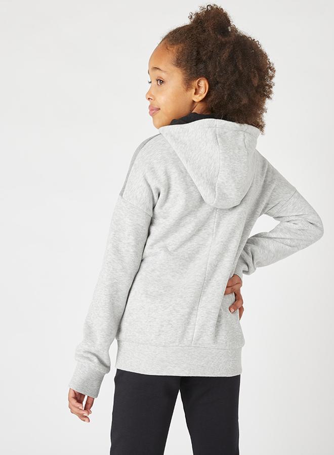 DECATHLON Kids' Warm Zip-Up Hoodie 500 - Marl - Image 2