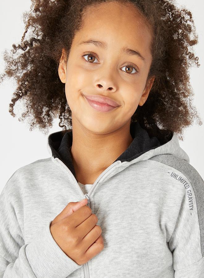 DECATHLON Kids' Warm Zip-Up Hoodie 500 - Marl - Image 3