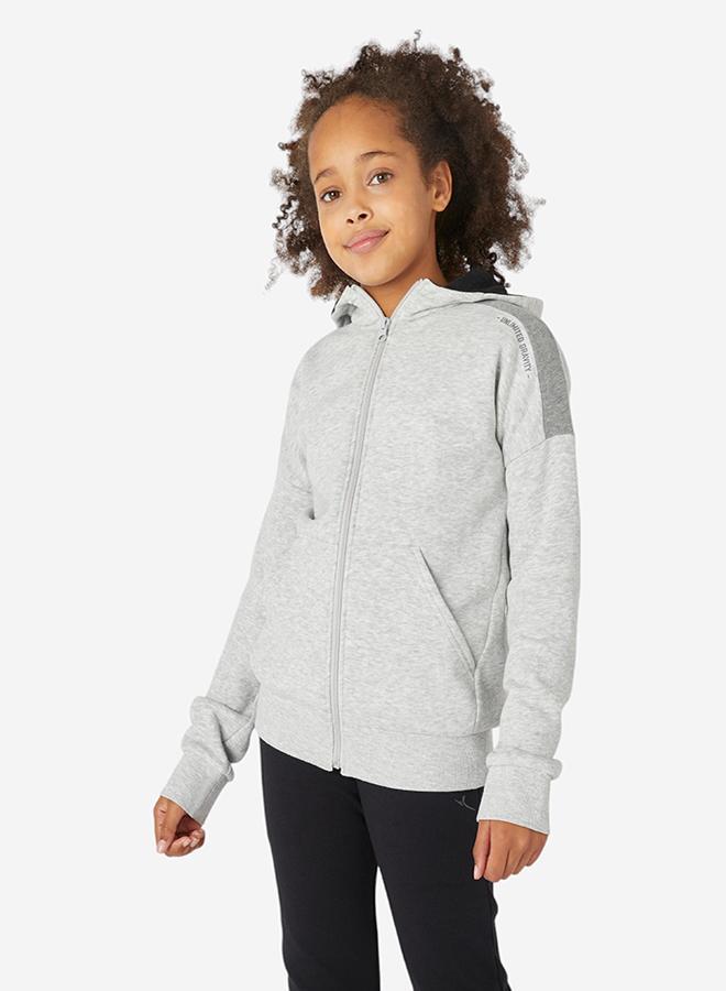 DECATHLON Kids' Warm Zip-Up Hoodie 500 - Marl - Image 1