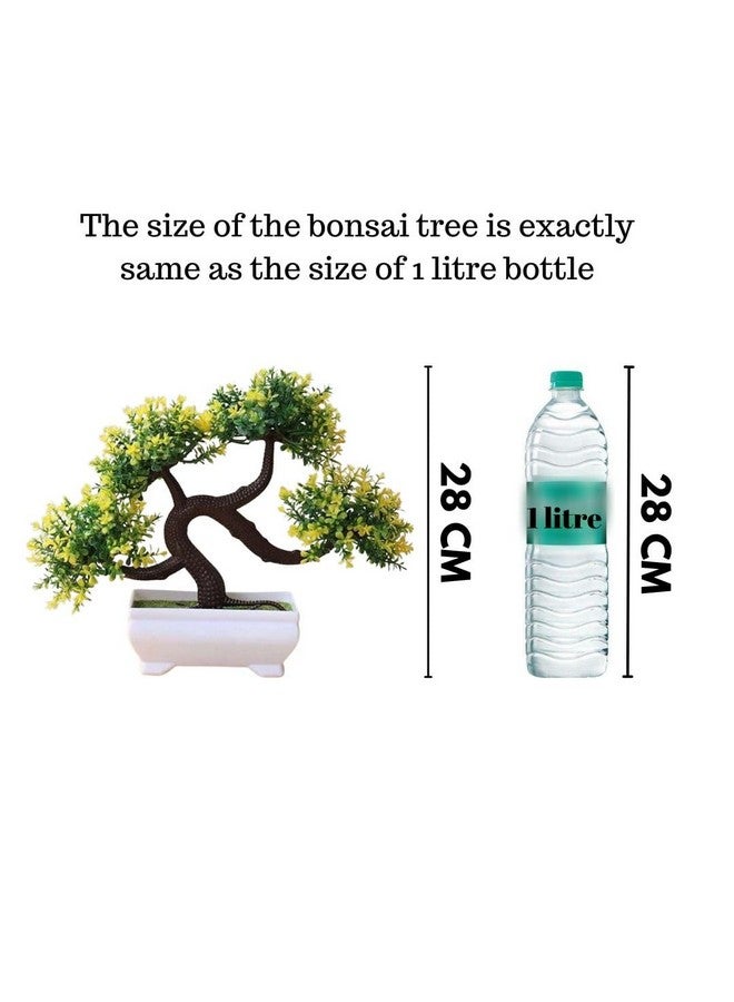 SATYAM KRAFT 1 Pc Artificial Bonsai Flower Tree with Designer Pot for Christmas,Home Decor,Artificial Plant Bonsai Fake Tree, Valentine, Living Room Table Plants and Craft Items(Pack of 1) - Image 3