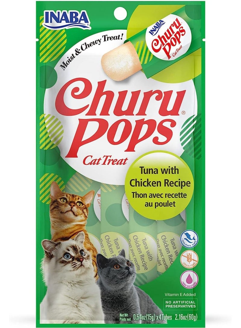 INABA Churu Pops Tuna with Chicken Recipe Moist & Chewy Cat Treat 4 x 15g