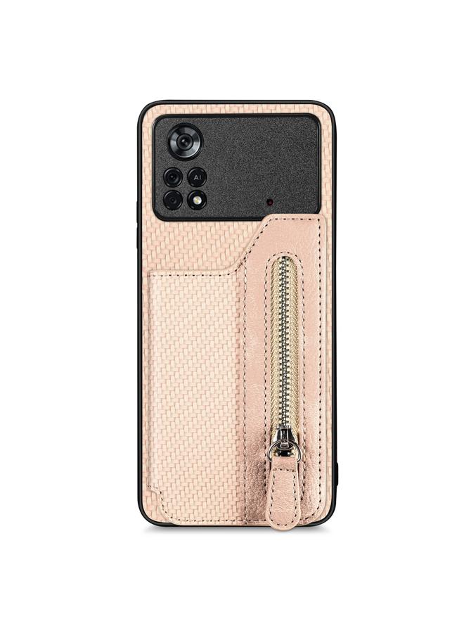 Case For Xiaomi Poco X4 Pro 5G Carbon Fiber Horizontal Flip Zipper Wallet Phone Case