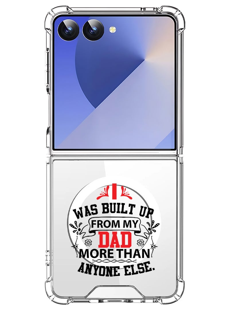 Theodor Magnetic Case for Samsung Galaxy Z Flip 7 Compatible with MagSafe Wireless Charging, Shockproof Phone Bumper Cover Dad more than anyone else black - Image 1