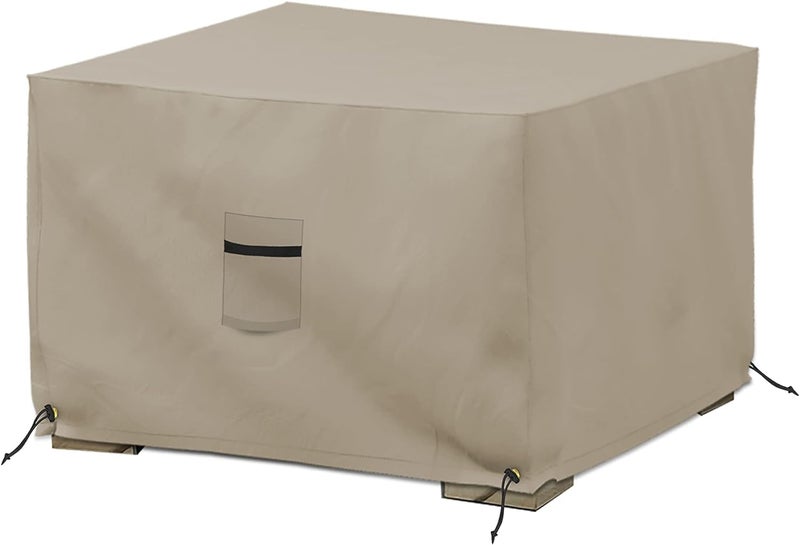 Covers & All Covers All Waterproof Ottoman Cover 12 Oz PVC Coated Polyester Outdoor Ottoman Slipcover Square Patio Furniture Covers Suitable for Indoor and Outdoor Use 26 L x 26 W x 18 H Beige - Image 2