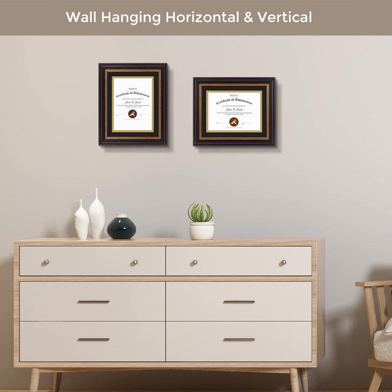 Golden State Art, 8x10 Document Frame for 6x8 Diploma/Certificate/Picture, Black Gold & Burgundy Color. Includes Double Mat, Real Glass (Black Over Gold Double Mat) - Image 4