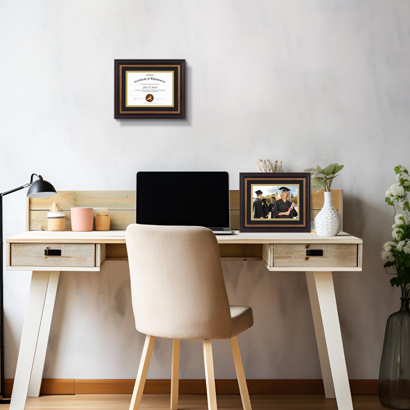 Golden State Art, 8x10 Document Frame for 6x8 Diploma/Certificate/Picture, Black Gold & Burgundy Color. Includes Double Mat, Real Glass (Black Over Gold Double Mat) - Image 2