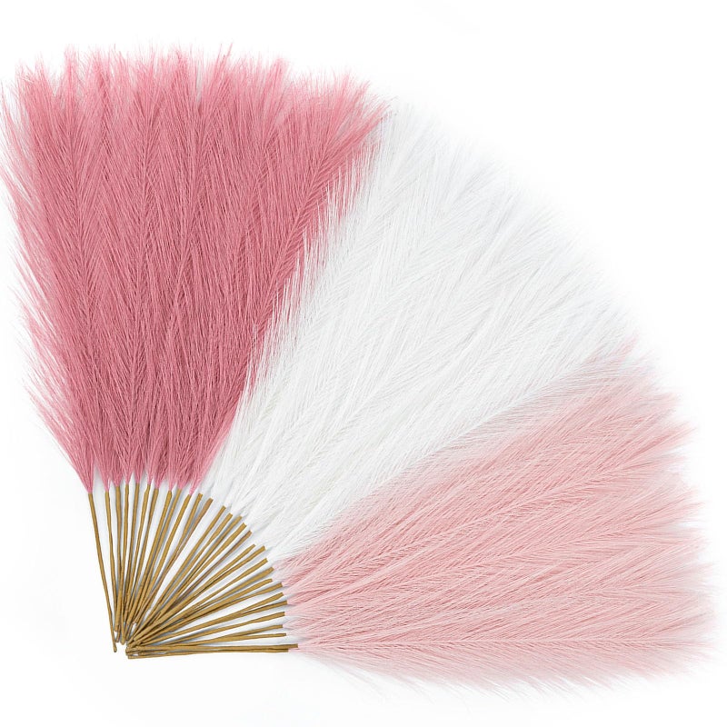 Alecono ðŸ¯ðŸ¬ð™‹ð™˜ð™¨ Pampas Grass 17in, Pink Pampas Grass Decor for Home Decoration, Faux Pampas Grass Wall Decor for Wedding Centerpieces Party Decorations(Blush, Cream, Pink) - Image 1