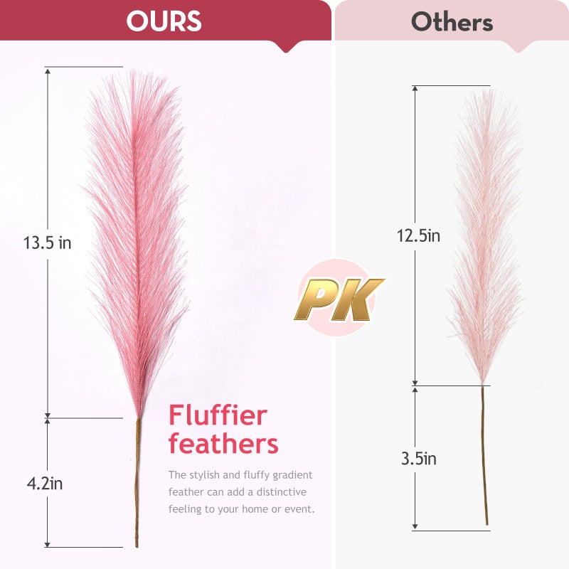 Alecono ðŸ¯ðŸ¬ð™‹ð™˜ð™¨ Pampas Grass 17in, Pink Pampas Grass Decor for Home Decoration, Faux Pampas Grass Wall Decor for Wedding Centerpieces Party Decorations(Blush, Cream, Pink) - Image 2
