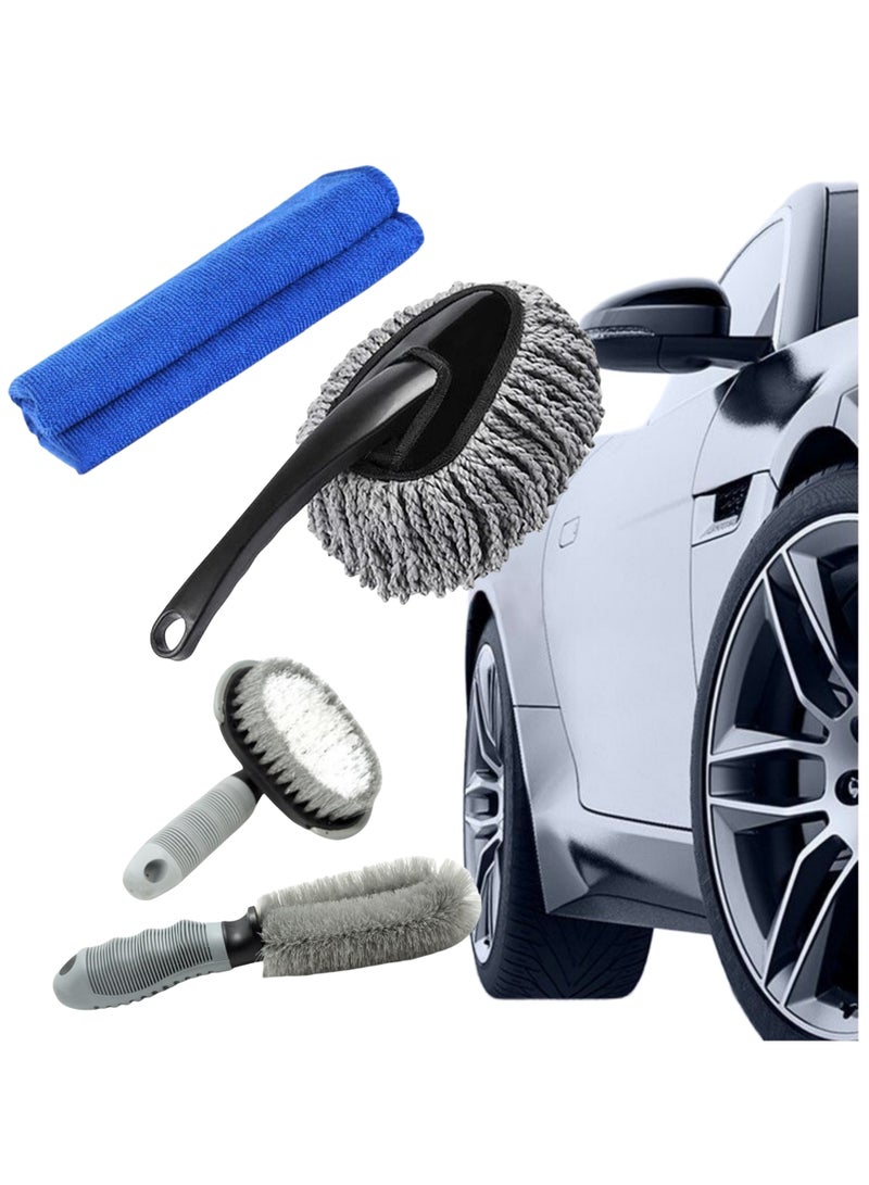 NOVOLAN NOVOLAN Car Cleaning Brushes 3 Piece Car Wash Tool Set, 1 Specialized Brush for Cleaning Wheel Hub, 1 Short Handle Tire Brush & 1 Long Handle Tire Brush, Powerful Stain Removal, Ergonomic Design  - Image 1