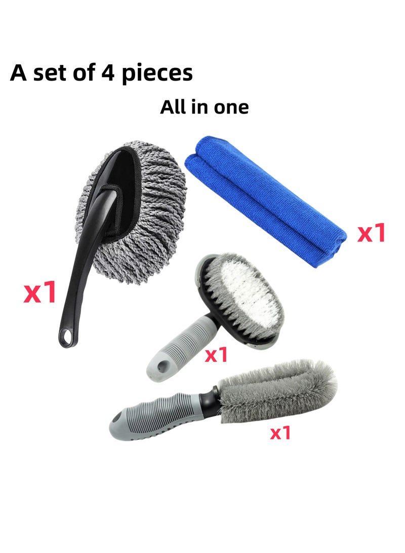 NOVOLAN NOVOLAN Car Cleaning Brushes 3 Piece Car Wash Tool Set, 1 Specialized Brush for Cleaning Wheel Hub, 1 Short Handle Tire Brush & 1 Long Handle Tire Brush, Powerful Stain Removal, Ergonomic Design  - Image 3