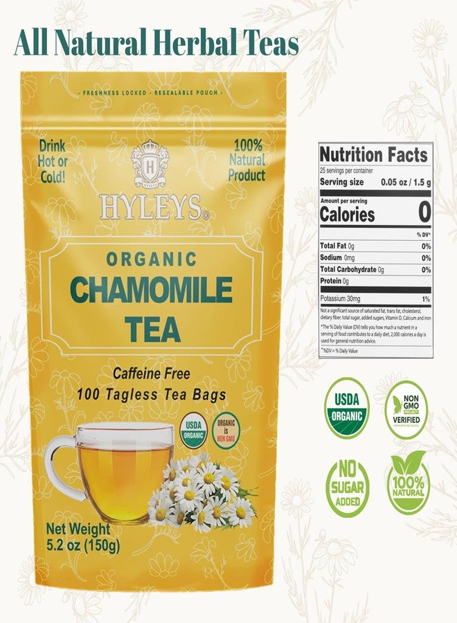 Hyleys Chamomile Tea Organic - 100 Tea Bags - Caffeine Free Herbal Tea - Image 5