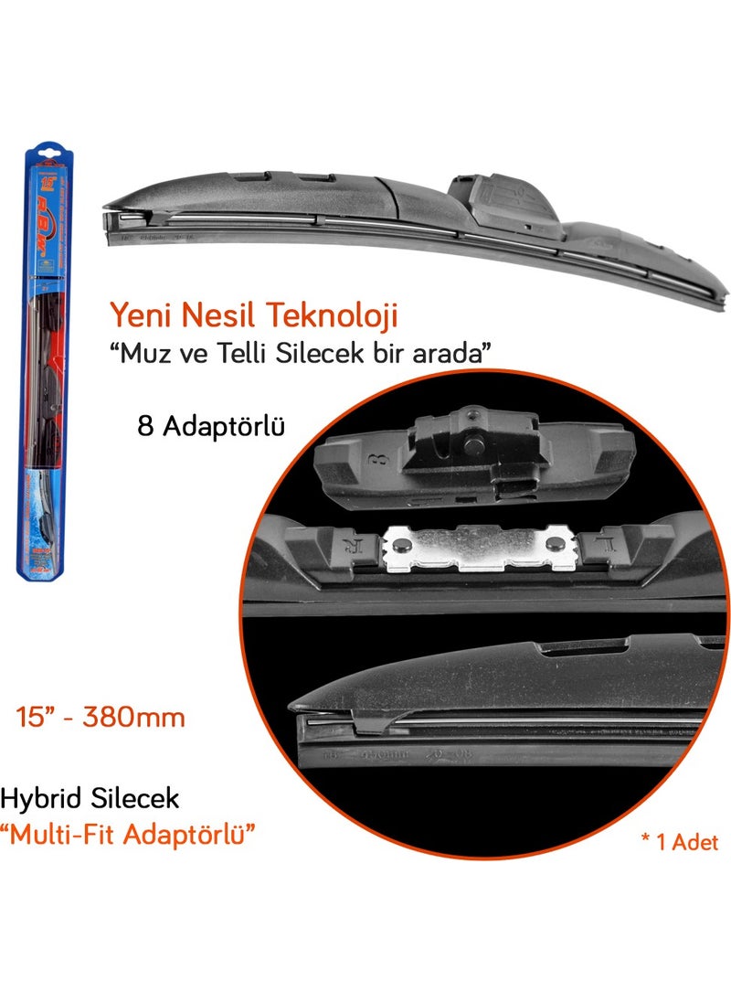 RBW 92815 Hybrid Multi-Fit 15 Inch / 380 mm Wiper with 8 Adapters  - Image 4