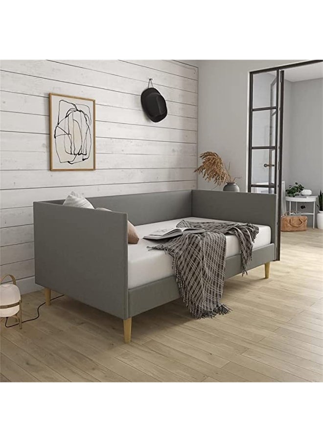 Homzmart Swedish Wood and Velvet Sofa Bed 200×100×120 cm - Grey  - Image 1
