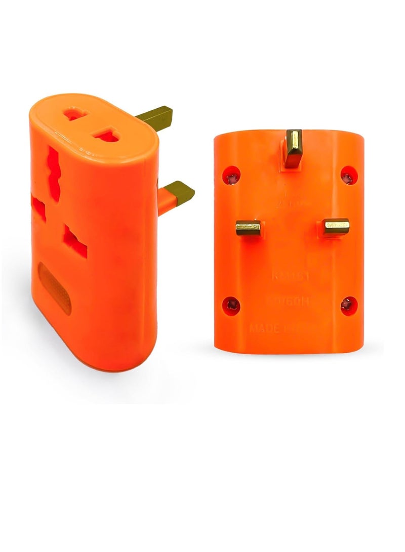 ECVV ECVV Universal Travel Adapter,EU/UK/US/AU/CN/JP//Asia/Italy/Brazil TO UK Travel Adaptor, Power Adapter Converter Plug 3 Pins Socket British Standard 3 Pin plug adapter - Orange (Pack of 1) - Image 1