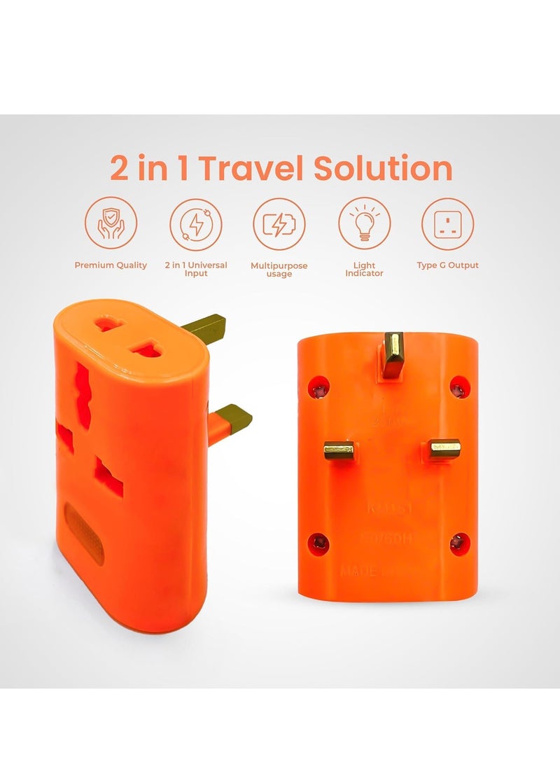 ECVV ECVV Universal Travel Adapter,EU/UK/US/AU/CN/JP//Asia/Italy/Brazil TO UK Travel Adaptor, Power Adapter Converter Plug 3 Pins Socket British Standard 3 Pin plug adapter - Orange (Pack of 1) - Image 2
