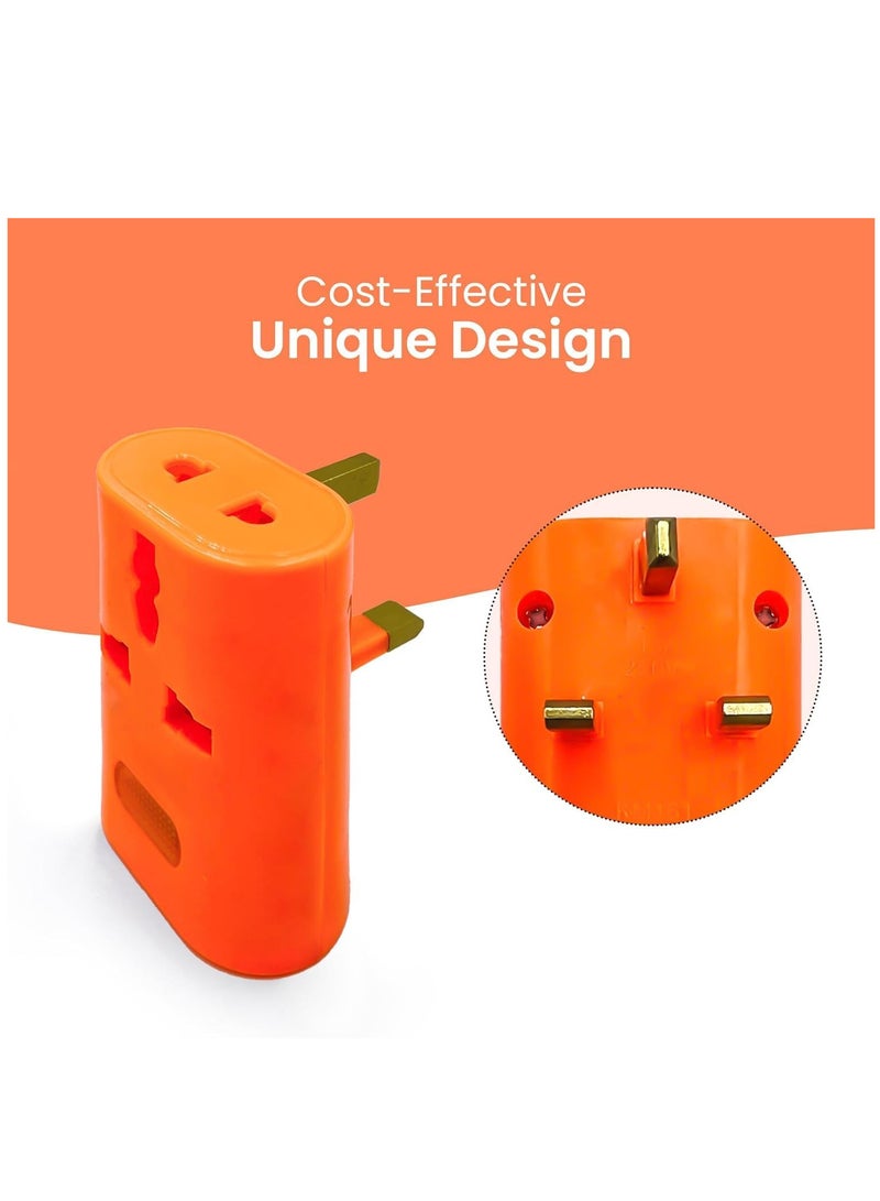 ECVV ECVV Universal Travel Adapter,EU/UK/US/AU/CN/JP//Asia/Italy/Brazil TO UK Travel Adaptor, Power Adapter Converter Plug 3 Pins Socket British Standard 3 Pin plug adapter - Orange (Pack of 1) - Image 5