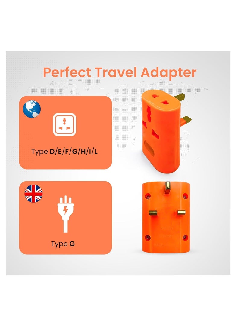 ECVV ECVV Universal Travel Adapter,EU/UK/US/AU/CN/JP//Asia/Italy/Brazil TO UK Travel Adaptor, Power Adapter Converter Plug 3 Pins Socket British Standard 3 Pin plug adapter - Orange (Pack of 1) - Image 4