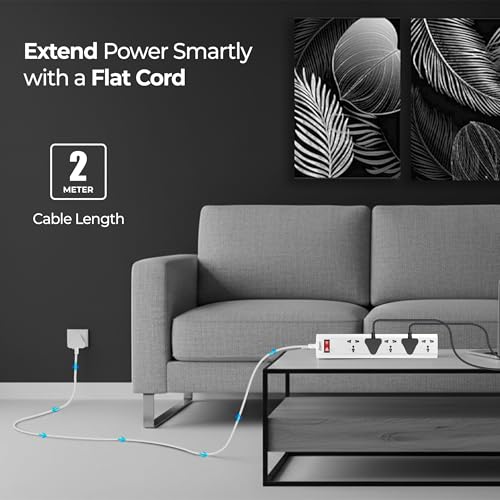 FOXIN Surge Protector, 5 Universal Sockets, 2500 Watt, 2 Meter 6.5 Feet Cord | Fire Proof & Automatic Overload Protection, Spike Guard/Extension Board with Master Switch | 1 Year Manufacturer Warranty - Image 4