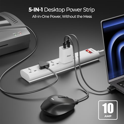 FOXIN Surge Protector, 5 Universal Sockets, 2500 Watt, 2 Meter 6.5 Feet Cord | Fire Proof & Automatic Overload Protection, Spike Guard/Extension Board with Master Switch | 1 Year Manufacturer Warranty - Image 3