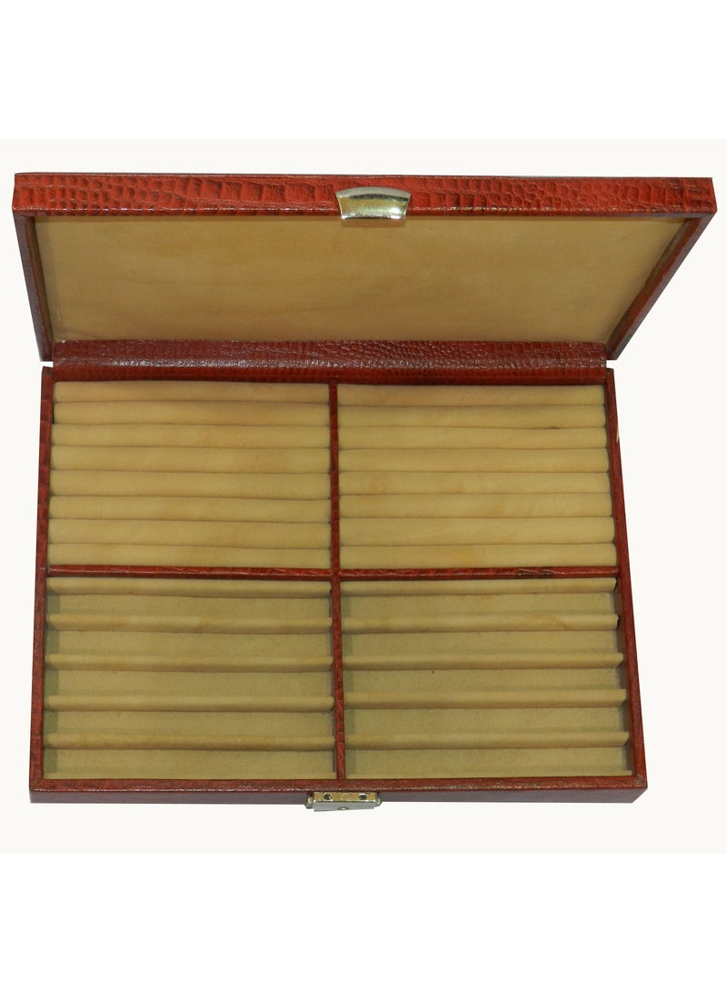 LAVERI LEATHER Laveri 10 Piece Genuine Leather Pen  Case Storage and Fountain Pen , Chain, Braslets ,Ring And Cufflinks Organizer Box with Key Lock  - Image 3