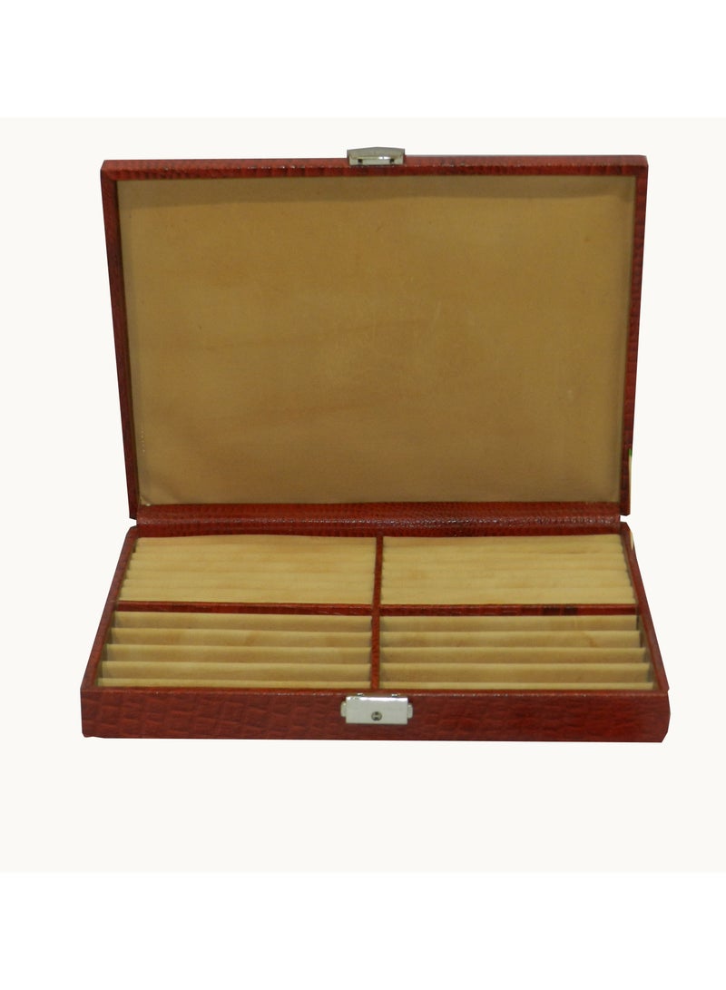 LAVERI LEATHER Laveri 10 Piece Genuine Leather Pen  Case Storage and Fountain Pen , Chain, Braslets ,Ring And Cufflinks Organizer Box with Key Lock  - Image 1