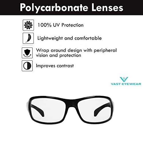 Vast® UV Protection All Day & Night Driving Wrap Around Sports Unisex Sunglasses| Goggles for Road Rider Bikers Cars Travelling Hiking Cricket (CLEAR+ BLACK) - Image 4