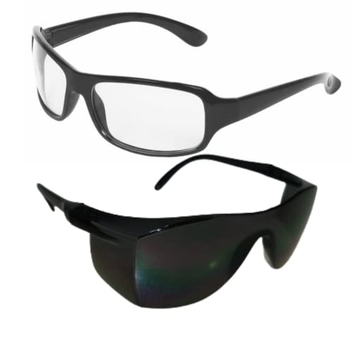 Vast® UV Protection All Day & Night Driving Wrap Around Sports Unisex Sunglasses| Goggles for Road Rider Bikers Cars Travelling Hiking Cricket (CLEAR+ BLACK) - Image 1