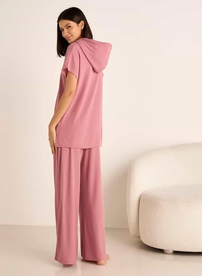 Splash FAV Ribbed Hooded T-shirt and Pyjama Set