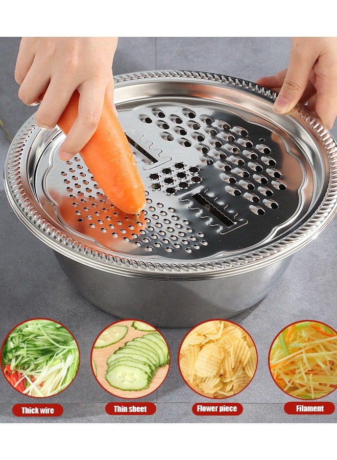 Multifunctional Vegetable Cutting Artifact Stainless Steel Shredded Sliced Potato Shredder Household Vegetable Sink Drain Basket - Image 2