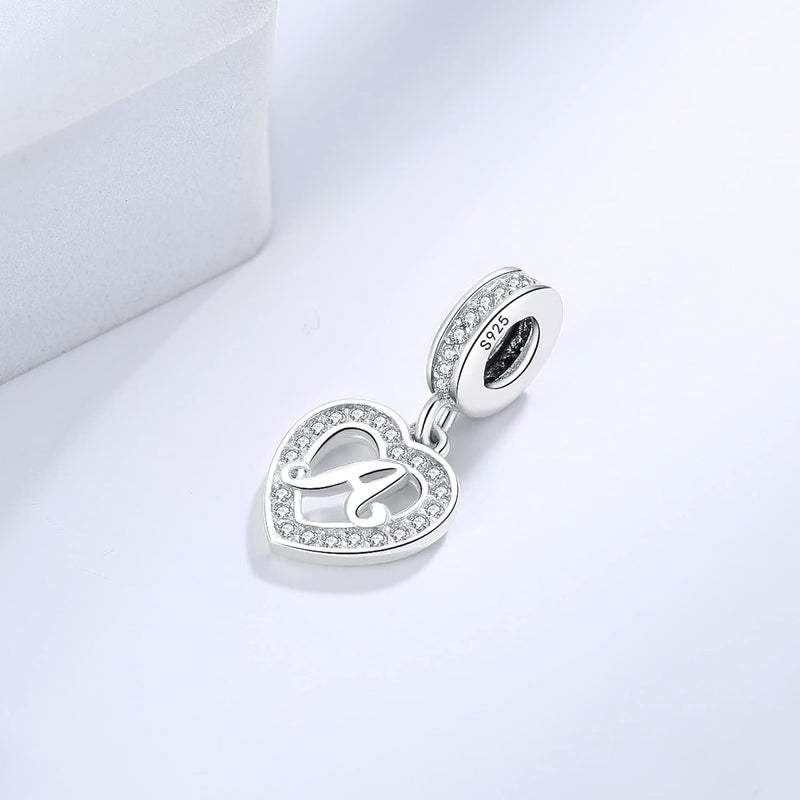 RLCCLR 925 Sterling Silver Letter Charms A~Z Alphabet Charm Letter Beads fit Pandora European Bracelets fit Wife Mom Christmas Birthday Gift - Image 5