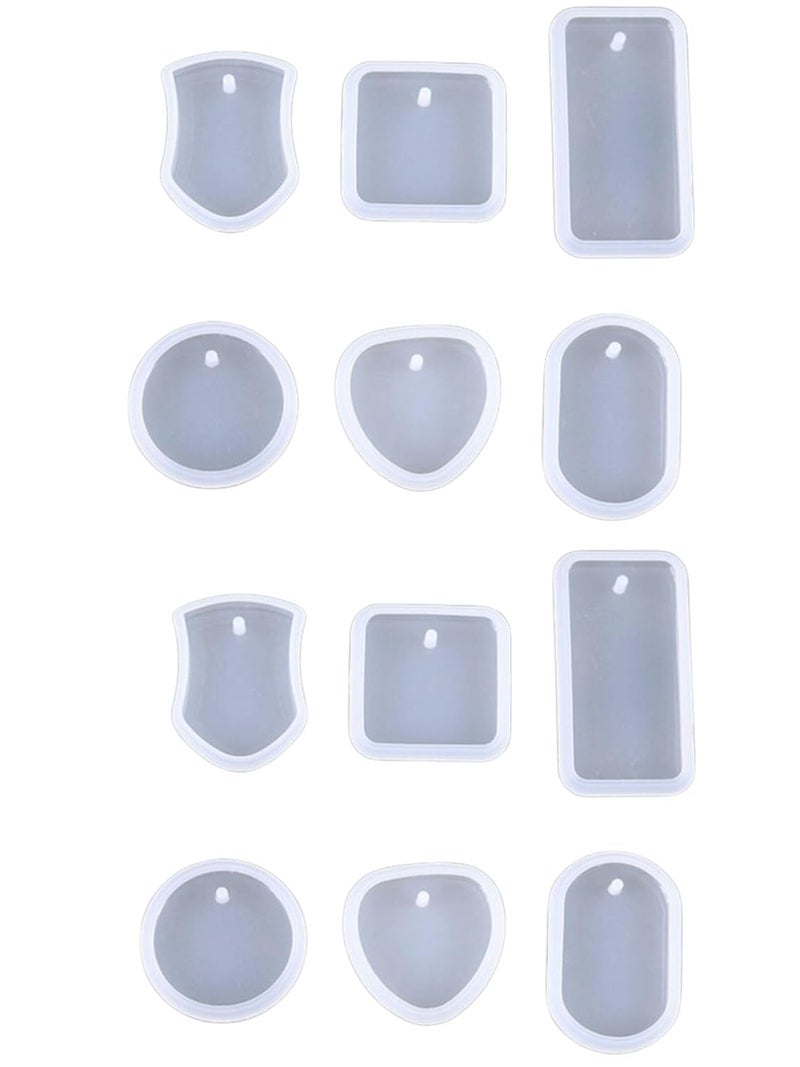 Snoogg Pack of 12 Silicone Mold 6 Shape 2 of Each with Hole Key Chain Resin Art for Home Decor, DIY Crafts Project and Handmade Personalized Customize Gifts - Image 1