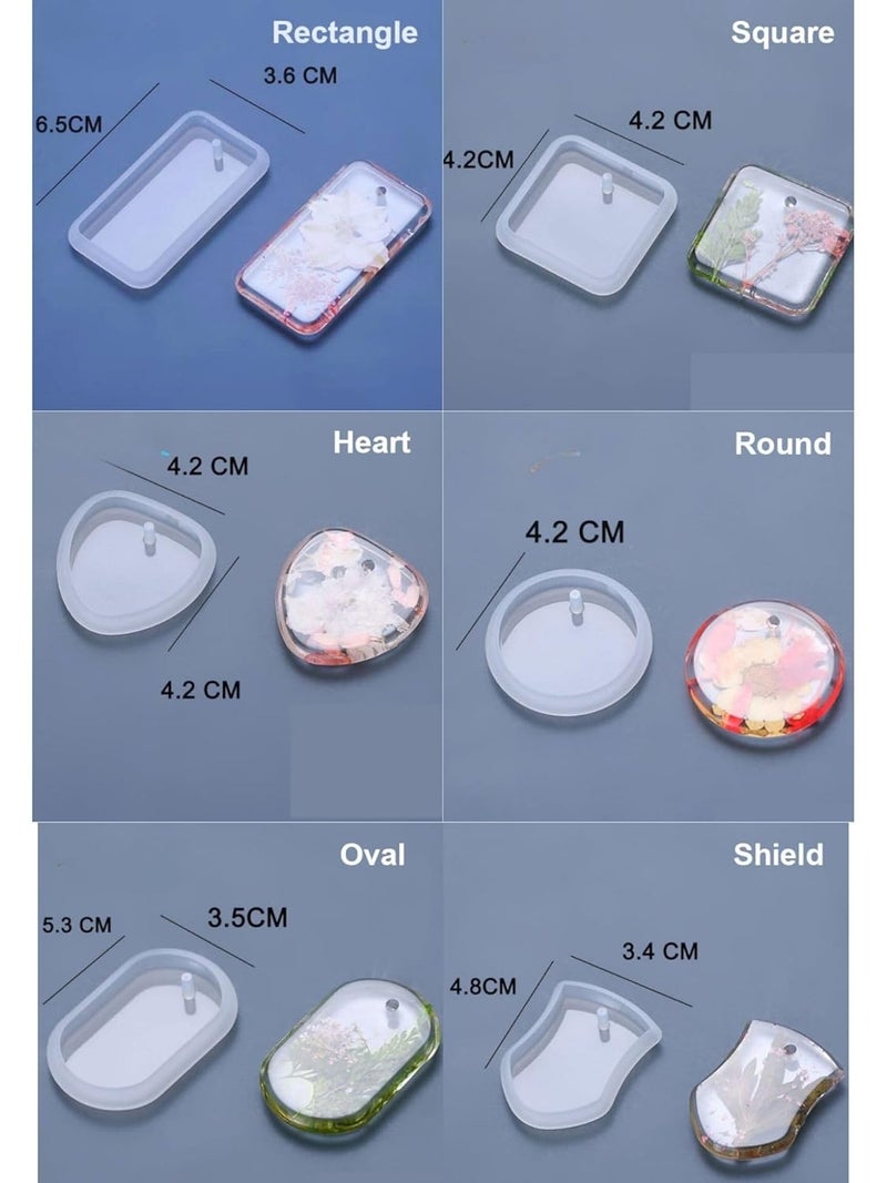 Snoogg Pack of 12 Silicone Mold 6 Shape 2 of Each with Hole Key Chain Resin Art for Home Decor, DIY Crafts Project and Handmade Personalized Customize Gifts - Image 3