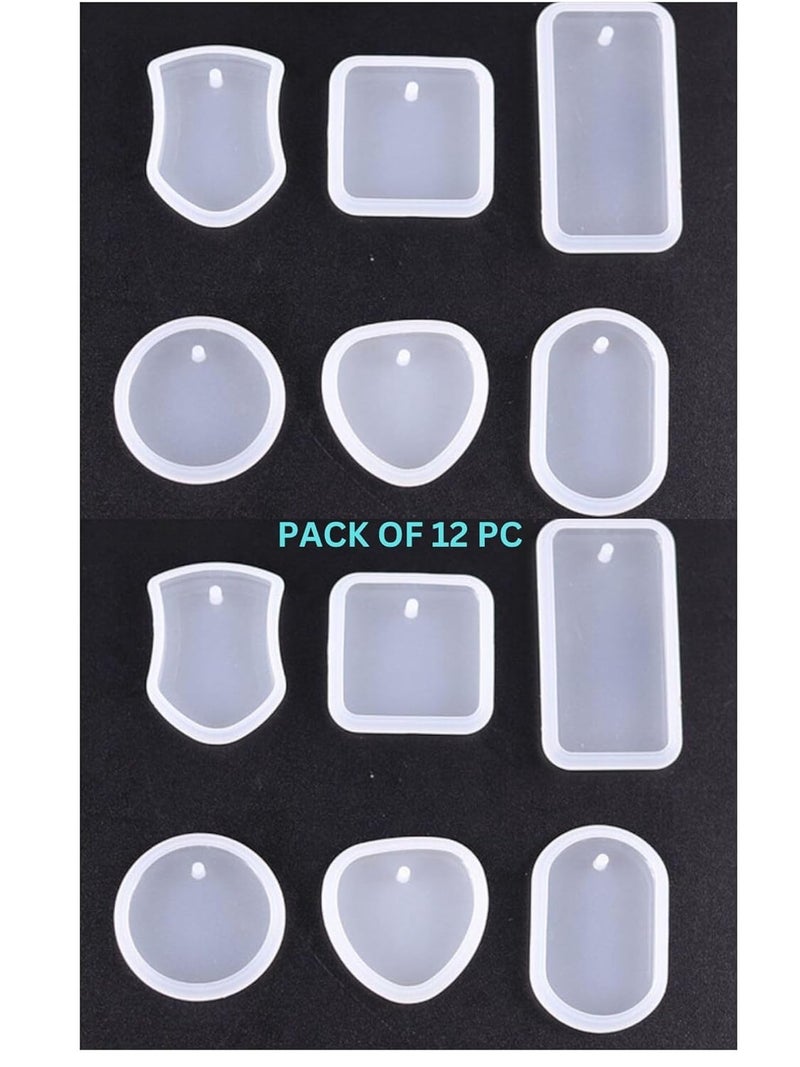 Snoogg Pack of 12 Silicone Mold 6 Shape 2 of Each with Hole Key Chain Resin Art for Home Decor, DIY Crafts Project and Handmade Personalized Customize Gifts - Image 2