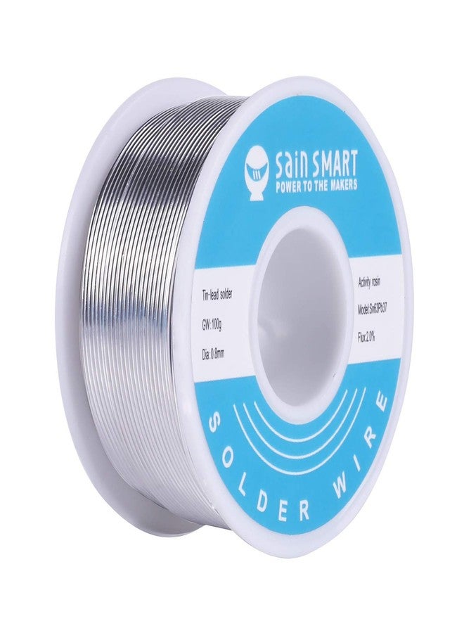 SainSmart 0.8mm Solder Wire 63/37 Tin/Lead Sn63Pb37 with Flux Rosin Core for Electrical Soldering (100g /0.22lbs) - Image 1