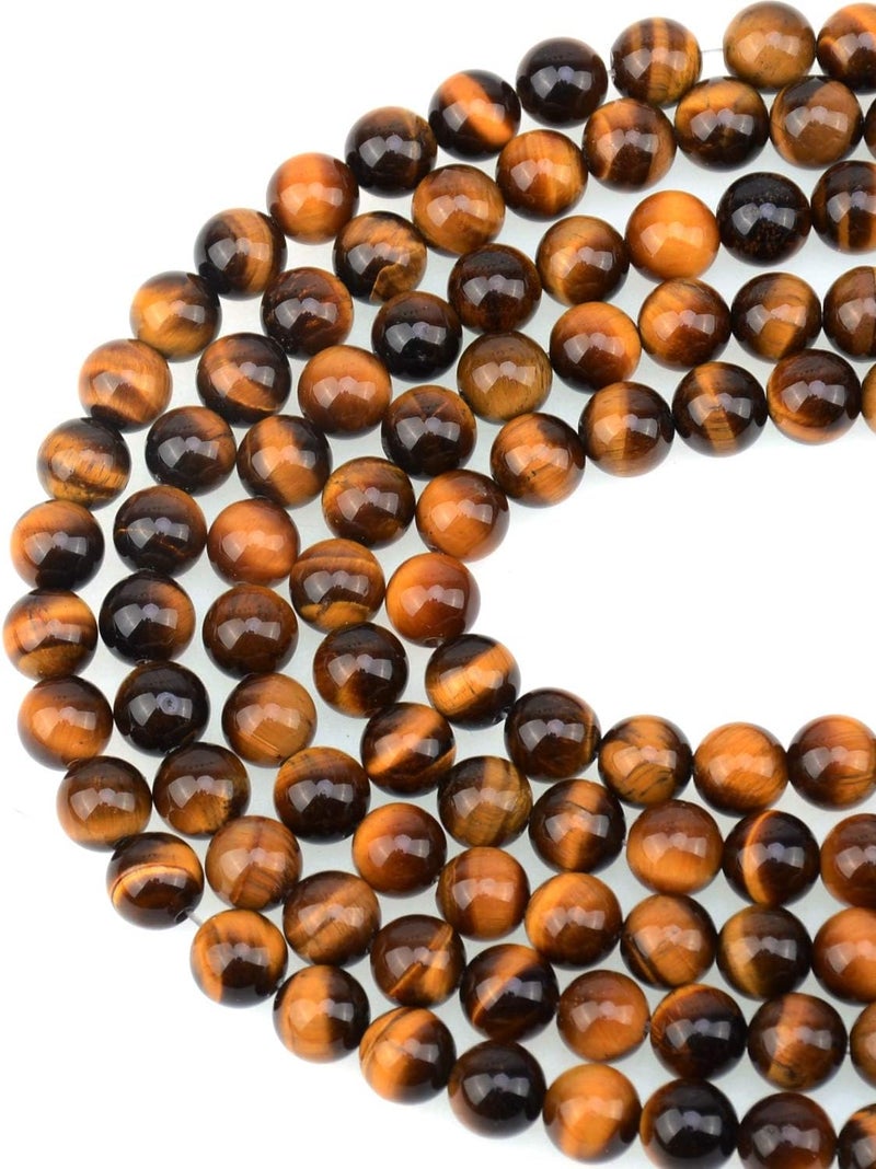 LPBeads 100PCS 8mm Natural Yellow Tiger Eye Beads Gemstone Round Loose Beads for Jewelry Making with Crystal Stretch Cord - Image 1