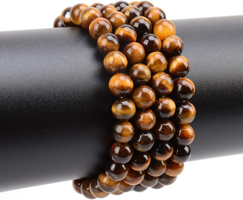 LPBeads 100PCS 8mm Natural Yellow Tiger Eye Beads Gemstone Round Loose Beads for Jewelry Making with Crystal Stretch Cord - Image 4